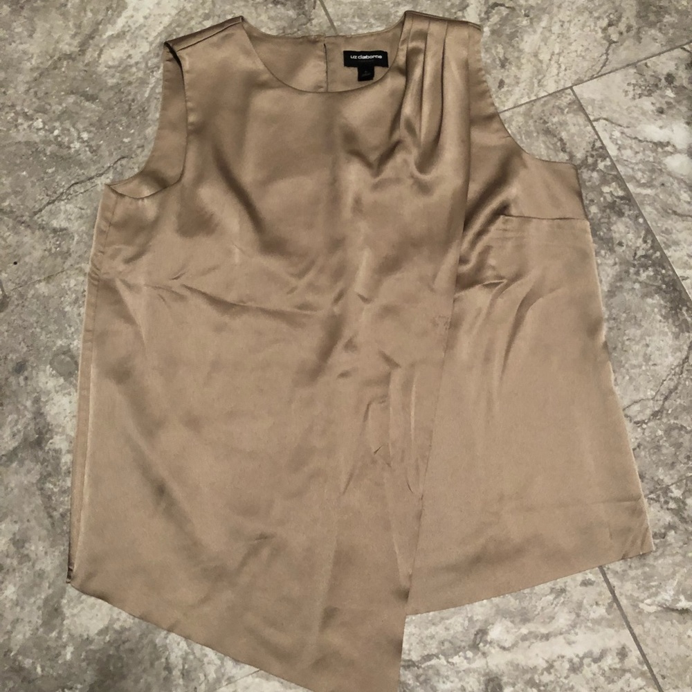 Liz Claiborne Size L Asymmetrical Gold Tank Top